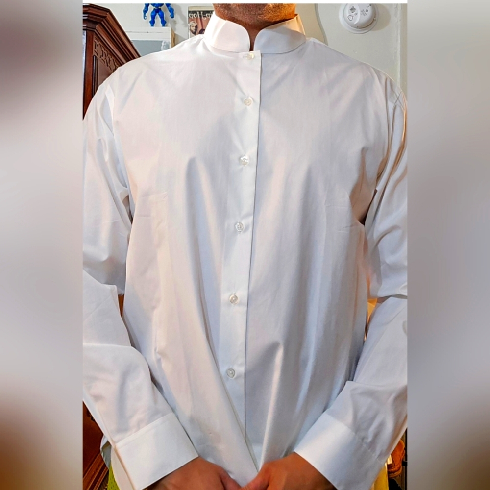 J. Peterman Mandarin Collar 100% Cotton Dress Shirt